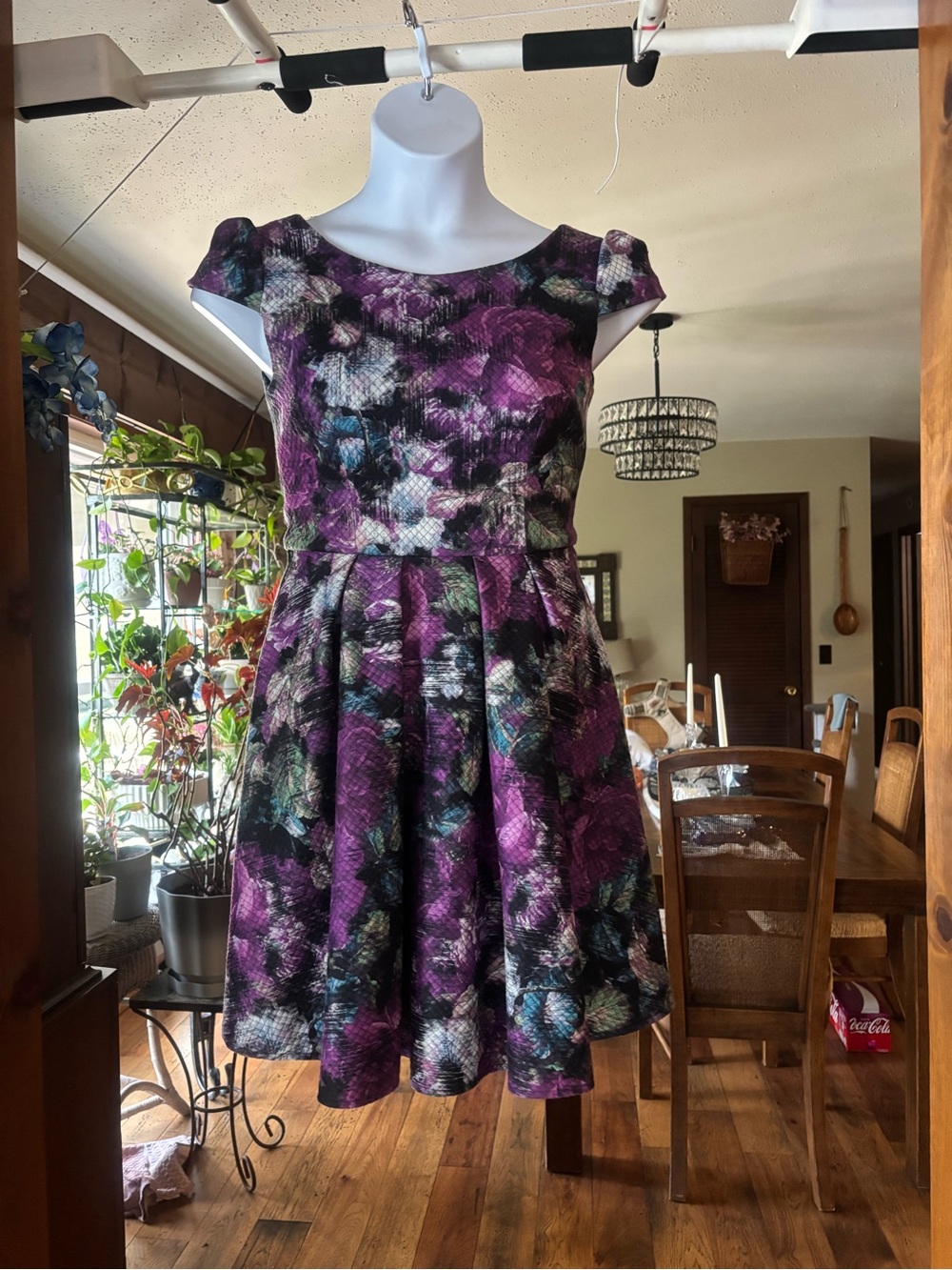 Betsey Johnson Purple Floral Fit-and-Flare Women’s Mini Dress Size 4